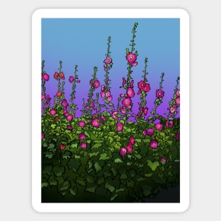 Summer Hollyhocks Sticker